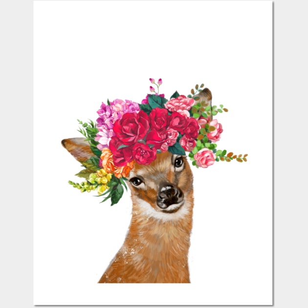 Flower Crown Baby Deer Wall Art by bignosework